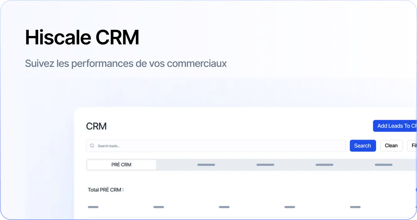 CRM HiScale pour suivre les leads et les performances commerciales